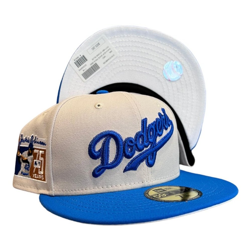 New Era Los Angeles Dodgers 59FIFTY Fitted Hat Cap Gray 75 Years Of Jackie